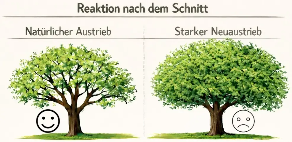 Wie reagiert ein Baum auf einen Schnitt?